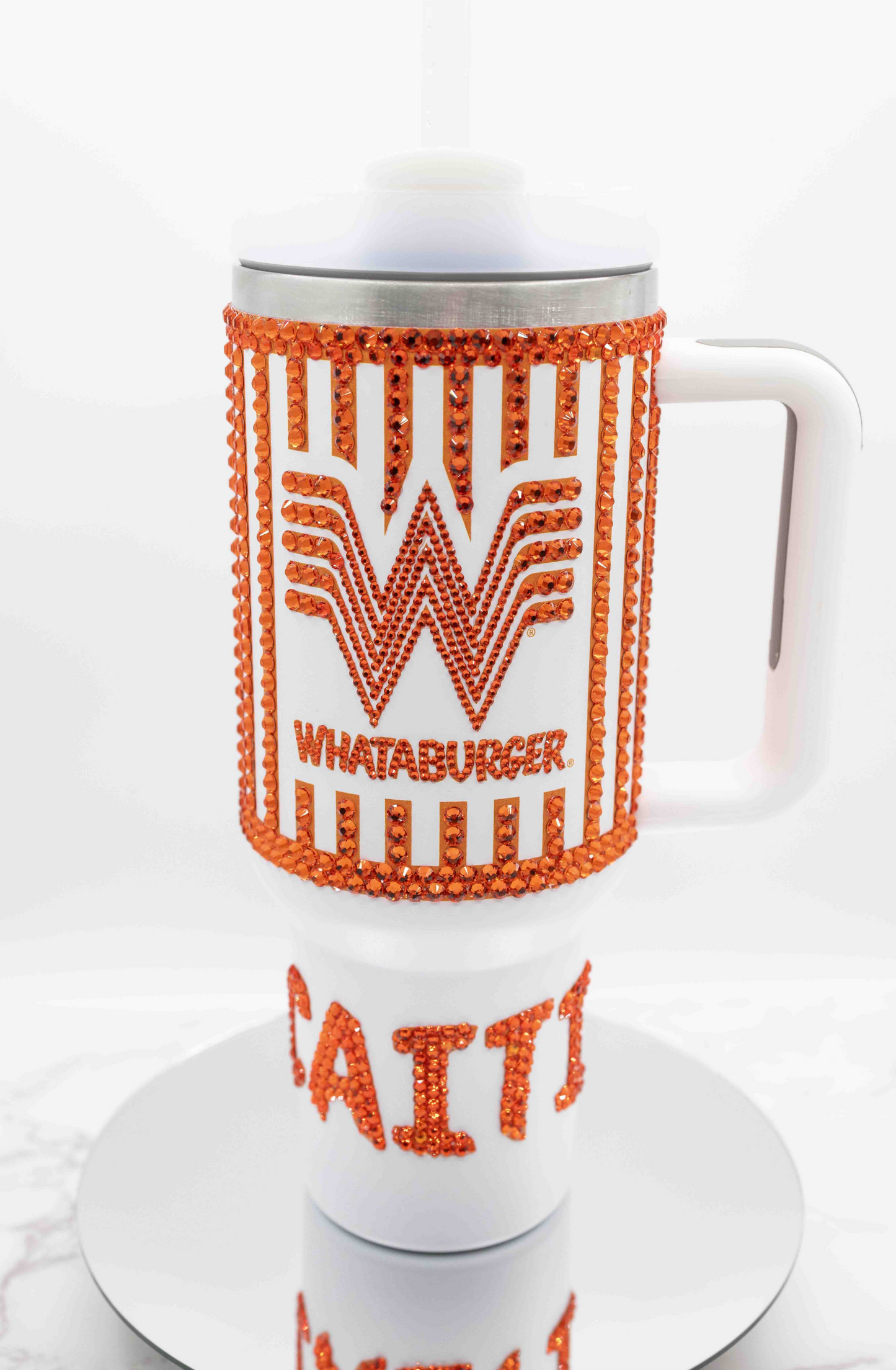 Sparkly and Shiny: The Bedazzled Rhinestone Whataburger Tumbler 40oz | Bling & Glass Rhinestone | Customize and Personalize Gift